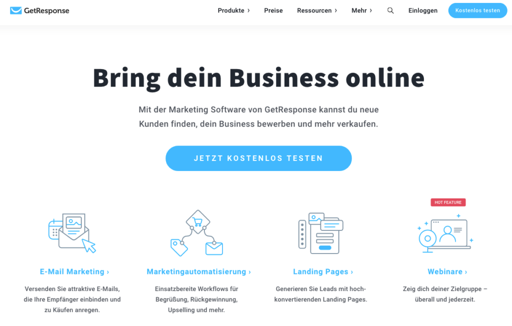 GetResponse Homepage