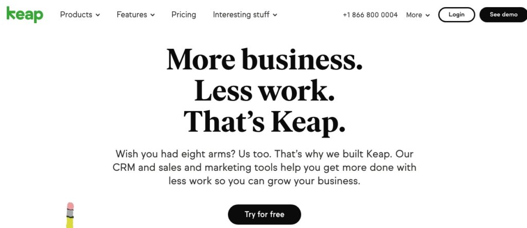 Keap Homepage